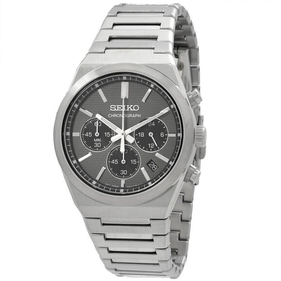 NWT Authentic Seiko Sport Chronograph Quartz Grey Dial Men's Watch - Picture 1 of 3